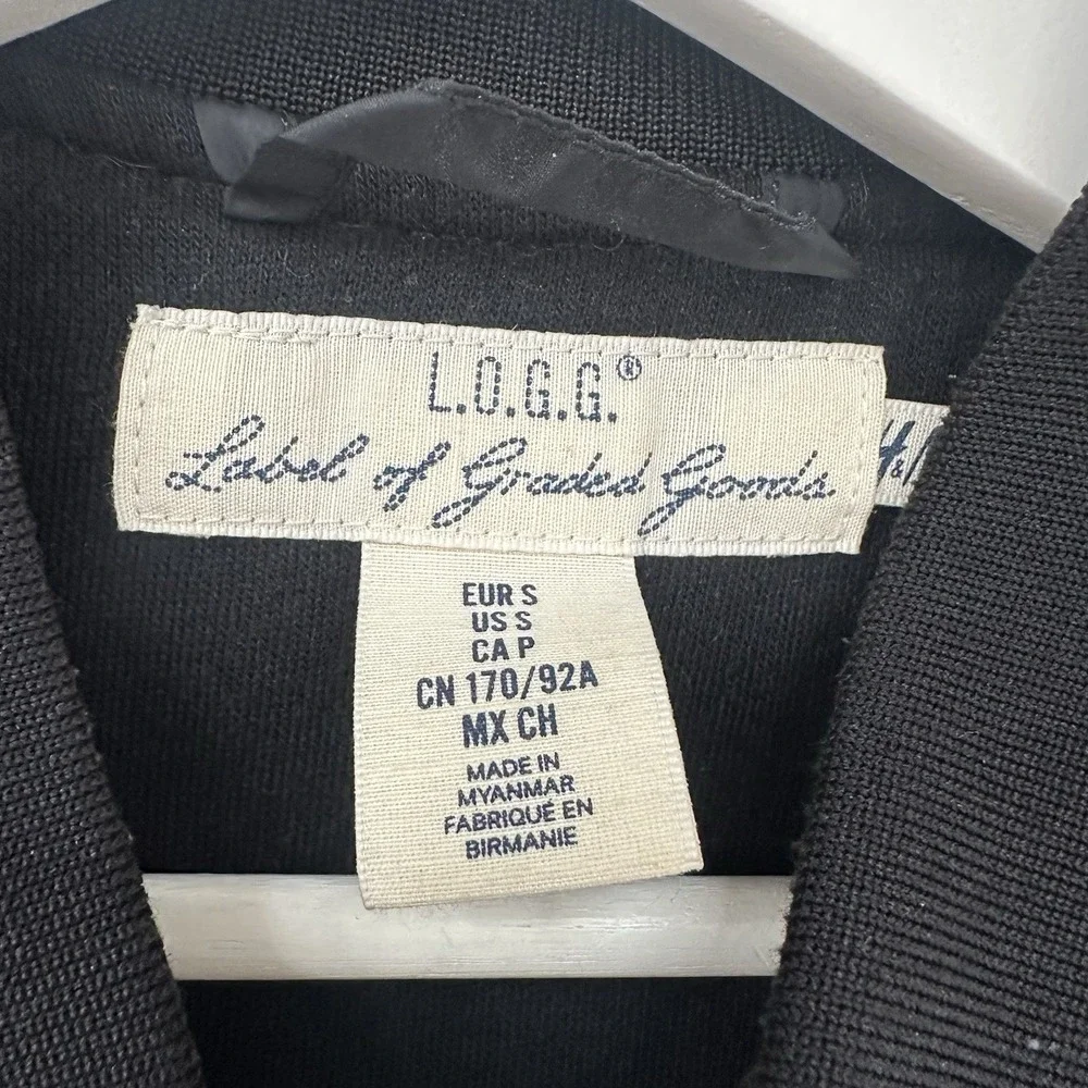 H&M L.OGG Men's Black Bomber Jacket, Size Small Unisex Mens Womens Fast Ship!
